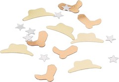 Metallic Western Confetti Boots Hats Stars 1oz Copper Gold Silver Party Supplies