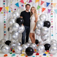 110pcs Metallic silver Balloons, Metallic silver Latex Balloons 12 inch, silv…