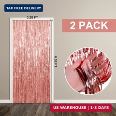 2 Pack Rose Gold Backdrop Birthday Decorations Foil Curtain Bachelorette Party D
