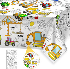Giant Construction Party Coloring Tablecloth for Kids – Huge Construction Theme