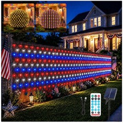 Dual Color 240 LED Net Lights for 4th of July & Christmas