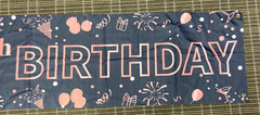 Happy 80th Birthday Decoration Outdoor Banner Pink Rose Gold HUGE 117×18 inch