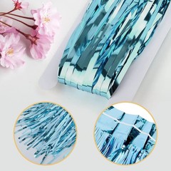 10 Pack Metallic Blue Foil Fringe Curtains 3.2ft x 9.8ft Photo Booth Backdrop fo