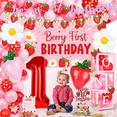 Berry First Birthday Decor Strawberry 1st Birthday Decorations for Girls with…