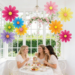 Colorful Party Decorations with Daisy Paper Flower,Rainbow Birthday Decorations-