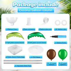 132 Pcs Palm Tree Balloon Column Stand Kit 6.5 Ft with Leaves & Coconut Balloons