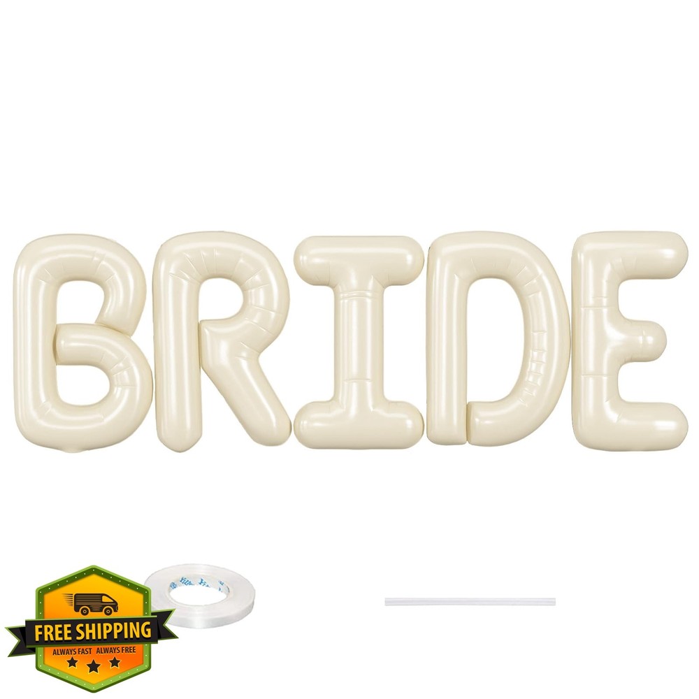 BRIDE Balloons Bachelorette Party Decorations, 40 Inch Cream Beige Bride Lett…