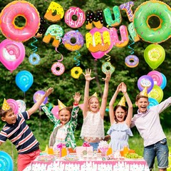 Donut Birthday Party Decorations,219pcs Donut Grow Up Party Supplies-Donut Ballo