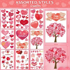 Valentines Day Decorations – Heart Window Clings for Glass | Red
