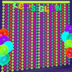 Neon Party Decorations – 2 Pcs Colorful Fluorescent Disco Tinsel Curtains Neon S