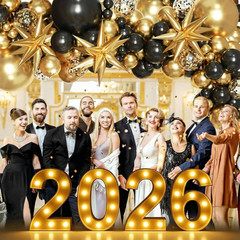 Black & Gold Balloon Arch Kit, Black & Gold Party Decorations for Birthday NEW
