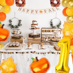 20Pcs Pumpkin 1st Balloons Little Pumpkin Year Old Balloons Set Autumn Fall M…