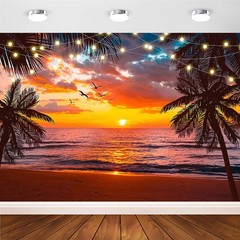 Natural Scenery Sunset Beach Backdrop Photo Background Birthday Party Decor