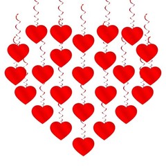 Red Hanging Heart Ceiling Swirls Valentines Day Party Decorations 24 PCS