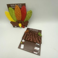 Thanksgiving Holiday Glitter Wraps Set of 2 Message Wrap Bottle Jar Mug Candle