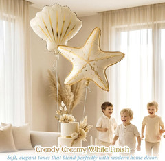 Gejoy 6 Pcs Under The Sea Party Decorations, Starfish & Seashell Foil Balloons,