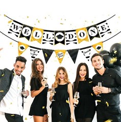 Graduation Banner Set – 2pc Graduation Decorations Black and Gold New /L1