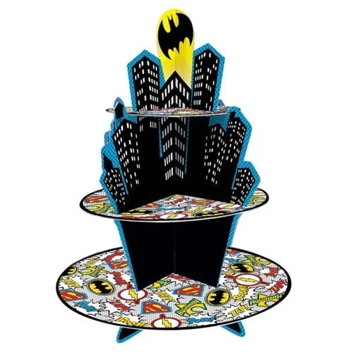 Justice League Super Heroes 3-Tiered Cupcake Treat Stand Birthday Party Batman
