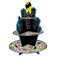 Justice League Super Heroes 3-Tiered Cupcake Treat Stand Birthday Party Batman