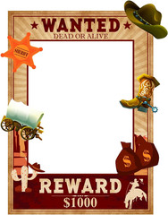 West Wanted Photo Booth Prop Kit Cowboy Party Decoration Wild Western Cowboy The