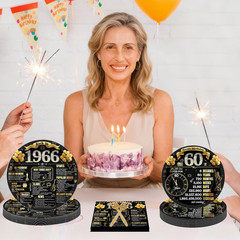 96 Pcs 60Th Birthday Decorations for Women Men, Black Gold Vintage Back in 1966