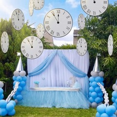 25 Pcs Princess Gray Party Decoration 11.81″ Midnight Clock Hanging Backgroun…