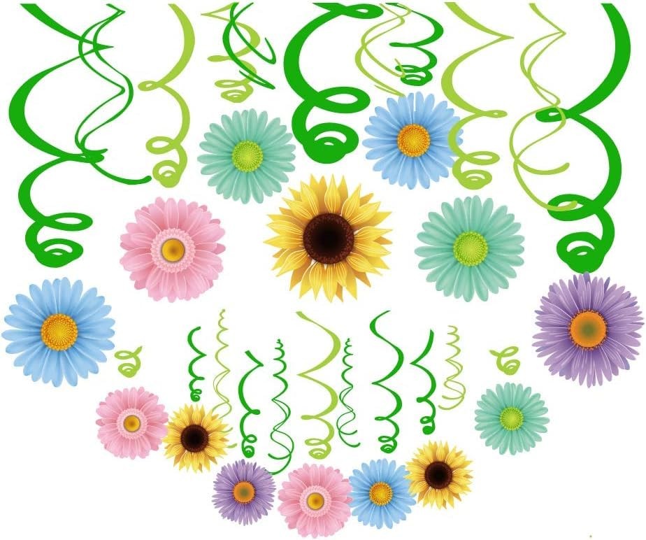 30 PCS Spring Sunflower Hanging Swirl Ceiling Decoration Girl Boy Room Art