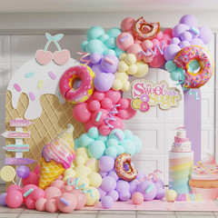 Pastel Donut Balloon Arch Garland Kit,159Pcs Macaron Color Rainbow Balloons Ice