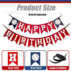 Baseball Birthday Banner,Baseball Party 4.7 inches x 6.6 inches, Red