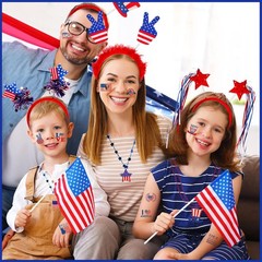Complete Patriotic Celebration Kit: 92Pcs for Kids – Necklaces, Headbands & More