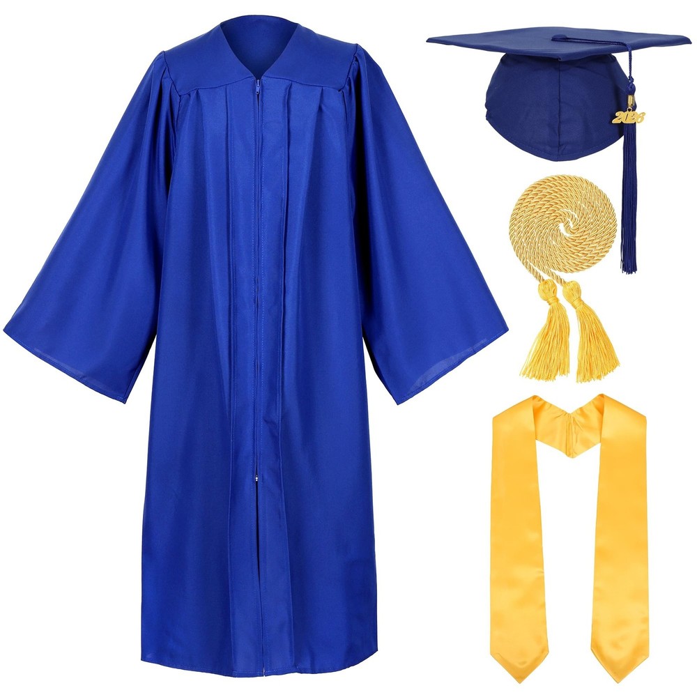 Unisex Matte Graduation Cap and Gown with Stole Honor Cords Set for High Scho…