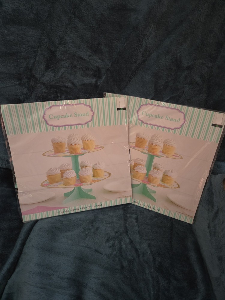 Lot Of 2 Party Decorations Cardboard Cupcake Stand New