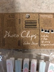 DESIGN BASICS 6 PHOTO CLIPS MAGNETIC HOOKS LOCKER DECOR PASTEL COLORS