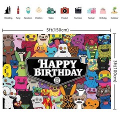 Fuggler Party Supplies Banner Backdrop Vinyl 5x3ft 7x5ft Birthday Decor