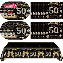 41Pcs 50th Birthday Decorations for Men Women, Black Gold 50 Year Old
