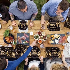 96PCS 50th Birthday Party 9 inches (dinner), 7 (dessert), Black/Gold