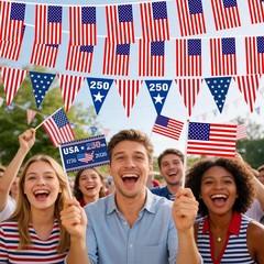 250th Anniversary Decorations 250 Anniversary USA Flags Including 12 Small Am…