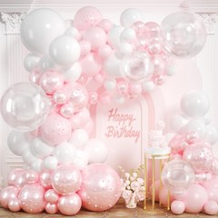 Pink Balloon Arch Kit 177Pcs Double Stuffed Pearl & White Balloons – Wedding