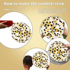 Black Gold White Balloons, 50Pcs 12Inch Matte White Black Metallic Gold Confetti
