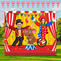 Carnival Circus Backdrop 59x51in Large Door Banner Photo Booth Party Decor Kids!