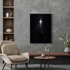Framed Christian Wall Art Redemption Faith Poster Cross and Hands Black and W…