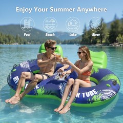 JOSEN Inflatable River Tube Float – 2 Person Heavy Duty River Float, Pool Flo…