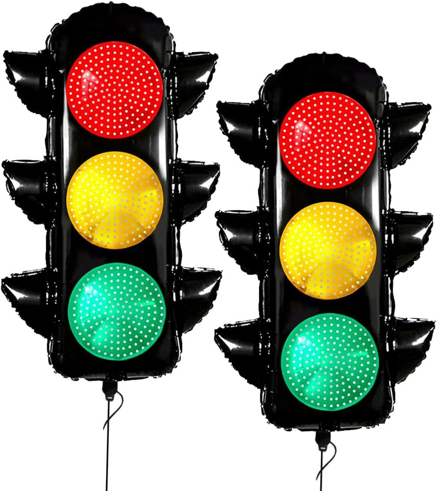 2Pcs Traffic Signal Balloons for Race Car Birthday Party Decoration, Traffic Bal