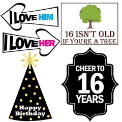 16th Birthday Photo Booth Props – 40 Various,