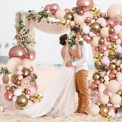 Rose Gold Balloon Garland Kit, Nude Pastel Pink Metallic Gold Matte White Bal…