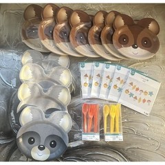 New Woodland Animals Fall Thanksgiving Forrest Party Supply Set-Squirrel-Raccoon