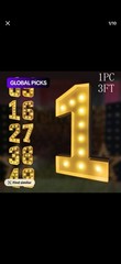 3 foot Lighted Marquee Number 1 Gold Birthday Decoration Paper Foam LETTER A