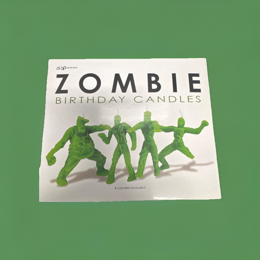 nuOp Design Zombie Birthday Candles 4 Pack Green Novelty Party Cake Decoration