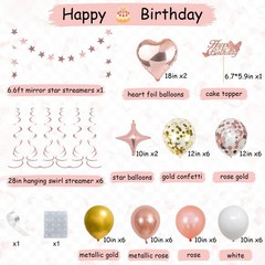 24th Rose Gold Party Decorations for , Rose Gold Happy Banner, Fringe Curtain…