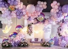 Grey Violet Maca Purple Gold Balloons Garland Arch Kit, 146Pcs Latex Balloons…